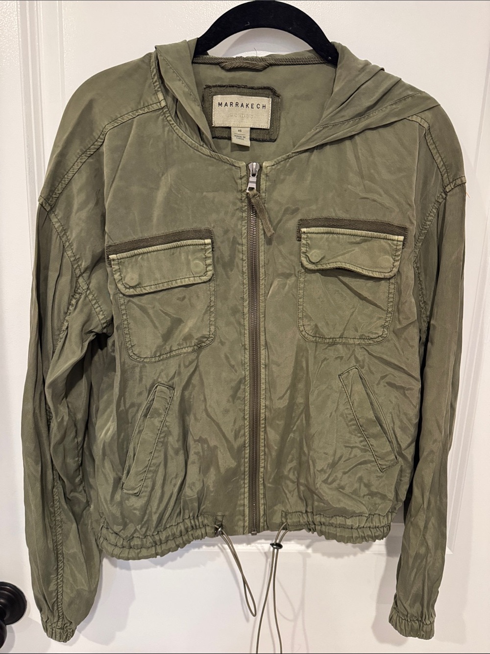 Marrakech Olive Hooded Zip-Up Jacket